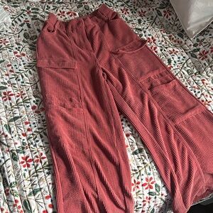 Red Corduroy Cargo Pants